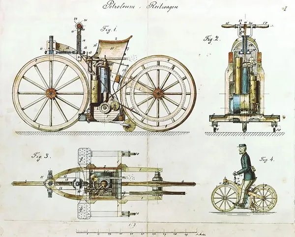 Daimler Reitwagen - prvi motocikl Gottlieba Daimlera, 1885